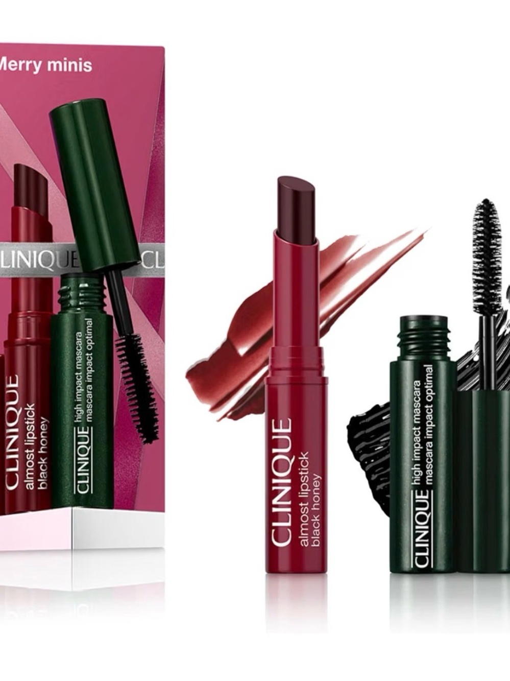 Clinique Merry Minis Black Honey Set — Lipstick & Mascara — New